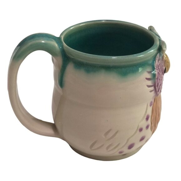 Owl Mug Handcrafted Pottery Textured Coffee Tea Artisan 12oz Ceramic Signed - Picture 3 of 7
